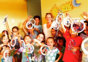 Dream-catcher activity for children at Abriendo Mentes
